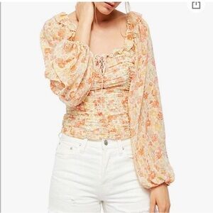 Free People Mabel Printed Blouse in Spring Combo